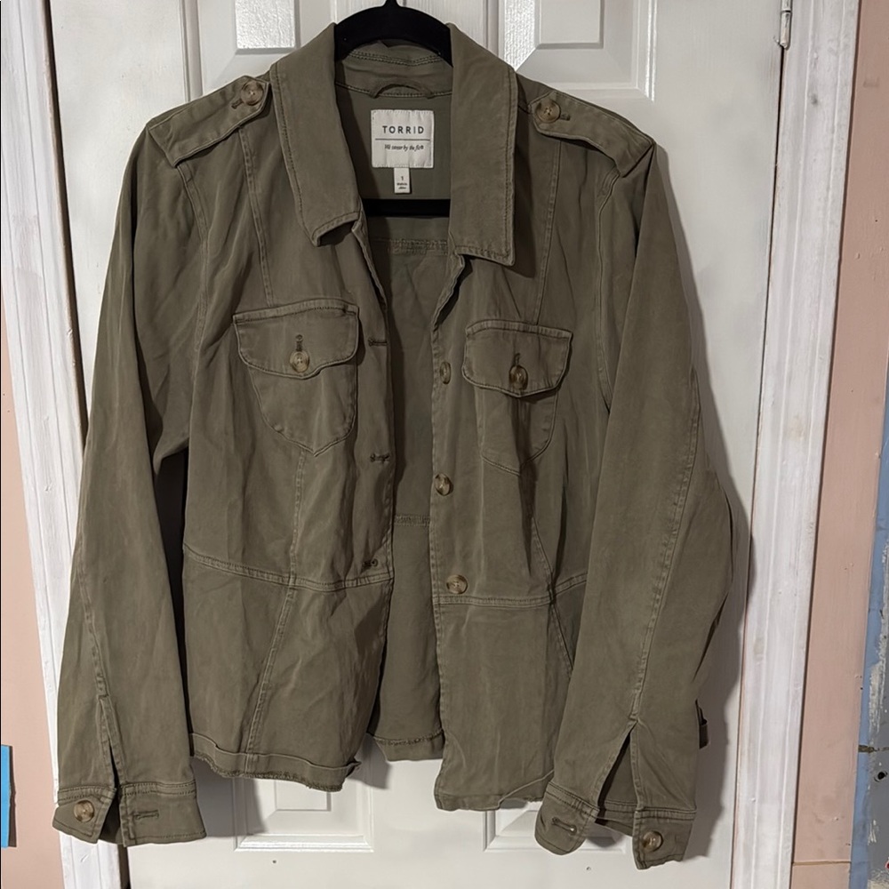 Torrid Green Utility Jacket Lightweight Relaxed Fit